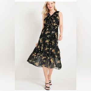 Maurice’s black floral ruffle midi dress NWT! 🖤